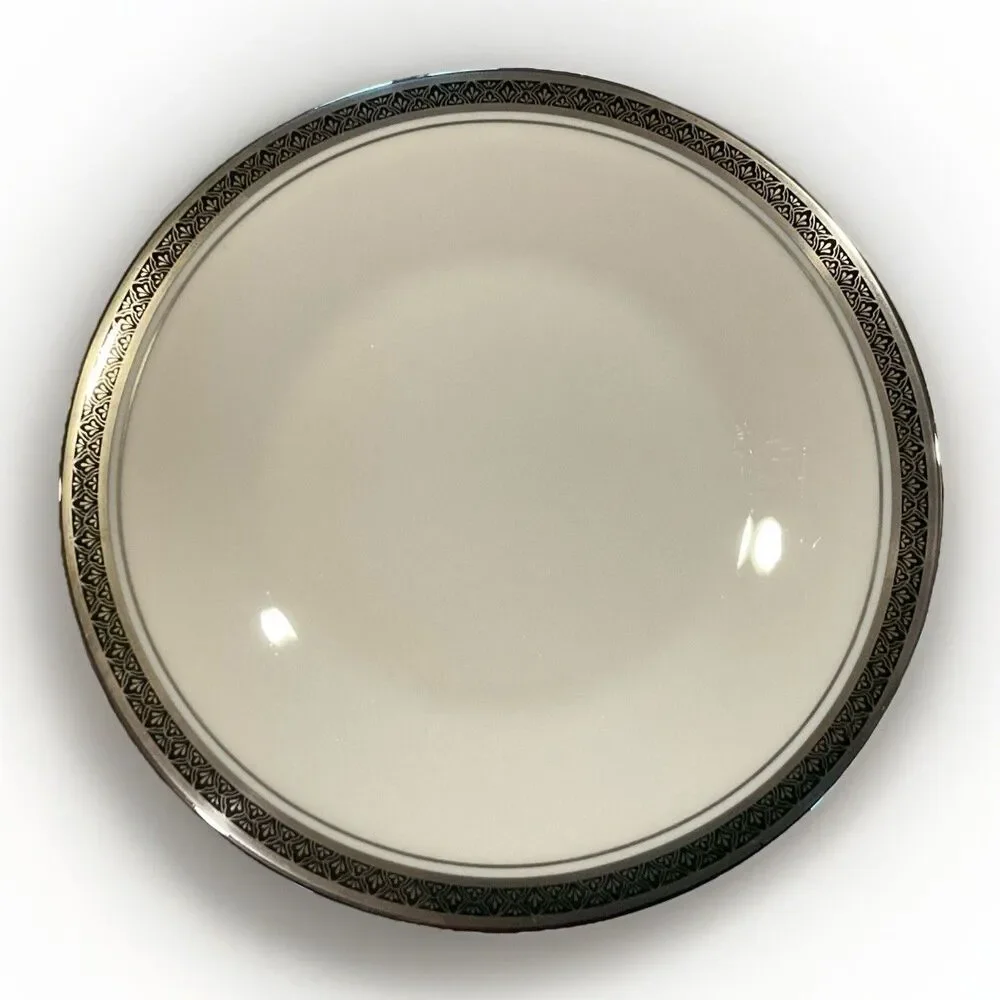 Set Of 5 Franciscan INDIGO Bread Butter Plates 6 1/4” Black Silver Rim USA 1970s